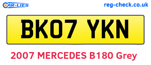 BK07YKN are the vehicle registration plates.