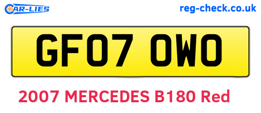 GF07OWO are the vehicle registration plates.
