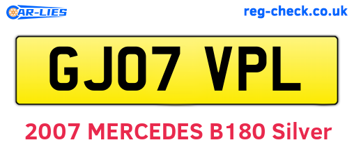 GJ07VPL are the vehicle registration plates.