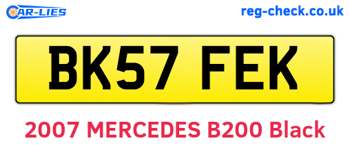 BK57FEK are the vehicle registration plates.
