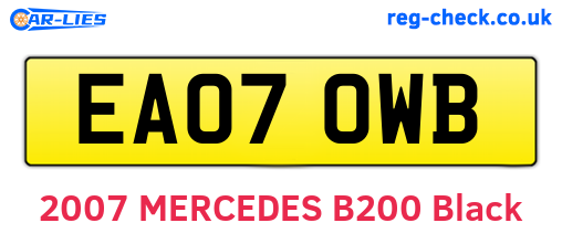 EA07OWB are the vehicle registration plates.