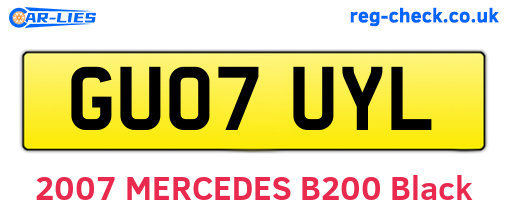 GU07UYL are the vehicle registration plates.