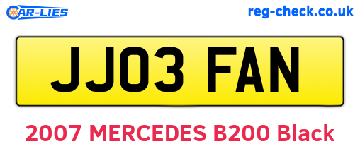 JJ03FAN are the vehicle registration plates.