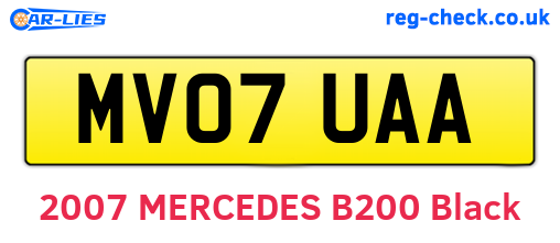 MV07UAA are the vehicle registration plates.