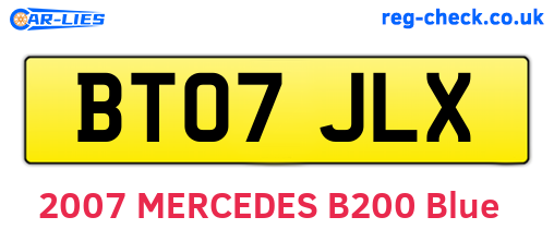 BT07JLX are the vehicle registration plates.