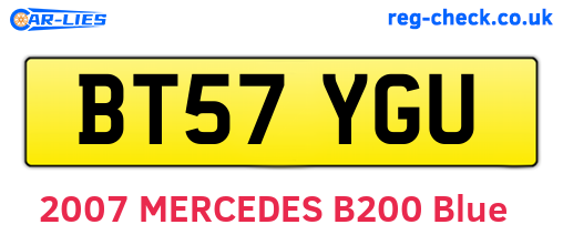 BT57YGU are the vehicle registration plates.