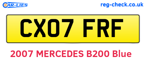 CX07FRF are the vehicle registration plates.