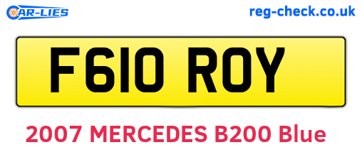 F610ROY are the vehicle registration plates.