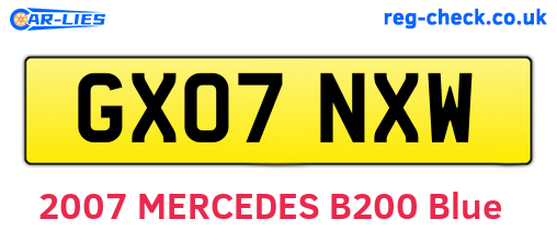 GX07NXW are the vehicle registration plates.