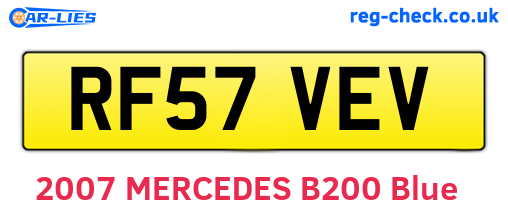 RF57VEV are the vehicle registration plates.