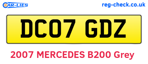 DC07GDZ are the vehicle registration plates.