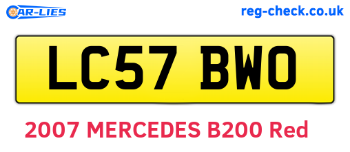 LC57BWO are the vehicle registration plates.