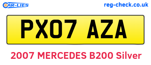 PX07AZA are the vehicle registration plates.