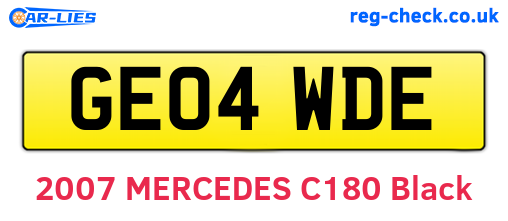 GE04WDE are the vehicle registration plates.