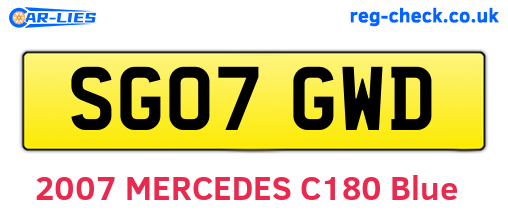SG07GWD are the vehicle registration plates.