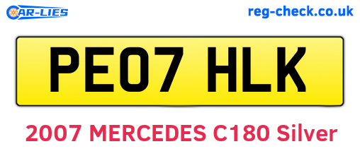 PE07HLK are the vehicle registration plates.