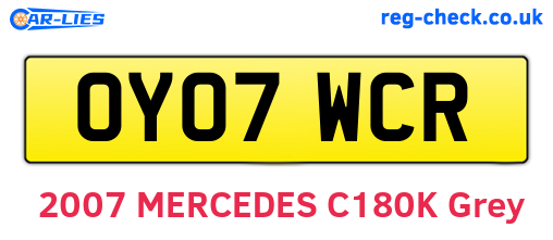 OY07WCR are the vehicle registration plates.