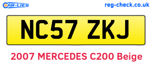 NC57ZKJ are the vehicle registration plates.