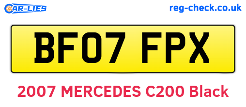 BF07FPX are the vehicle registration plates.