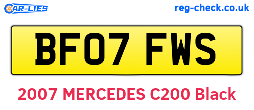 BF07FWS are the vehicle registration plates.