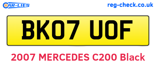 BK07UOF are the vehicle registration plates.