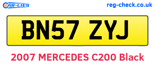 BN57ZYJ are the vehicle registration plates.