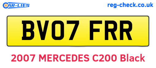 BV07FRR are the vehicle registration plates.
