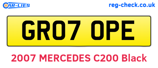 GR07OPE are the vehicle registration plates.