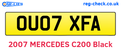 OU07XFA are the vehicle registration plates.