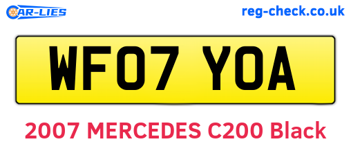 WF07YOA are the vehicle registration plates.