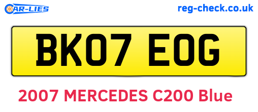 BK07EOG are the vehicle registration plates.