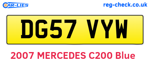 DG57VYW are the vehicle registration plates.