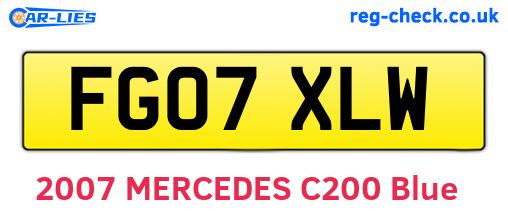FG07XLW are the vehicle registration plates.