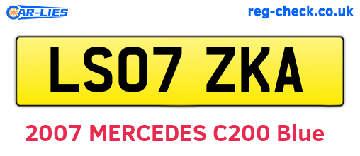 LS07ZKA are the vehicle registration plates.
