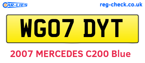 WG07DYT are the vehicle registration plates.