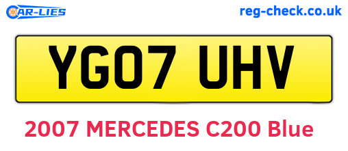 YG07UHV are the vehicle registration plates.