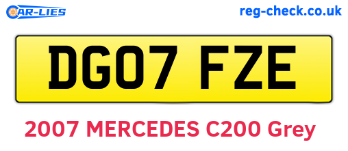DG07FZE are the vehicle registration plates.