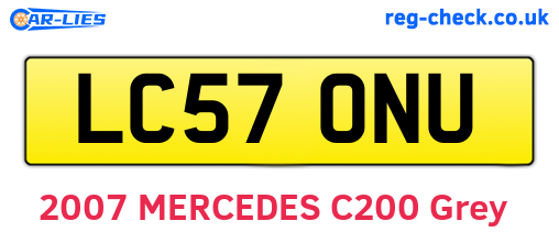 LC57ONU are the vehicle registration plates.