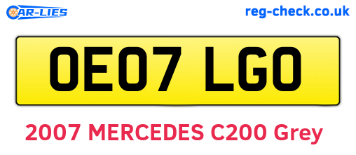 OE07LGO are the vehicle registration plates.