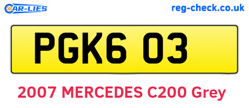 PGK603 are the vehicle registration plates.