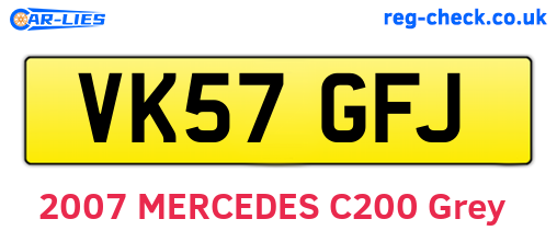 VK57GFJ are the vehicle registration plates.