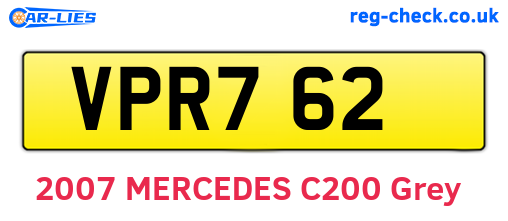 VPR762 are the vehicle registration plates.