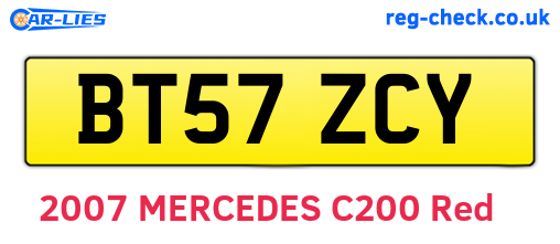 BT57ZCY are the vehicle registration plates.