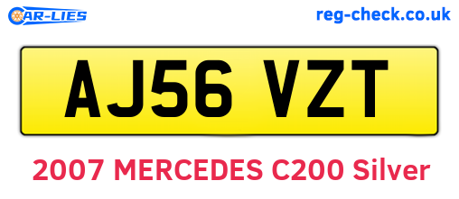 AJ56VZT are the vehicle registration plates.