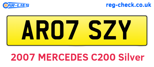 AR07SZY are the vehicle registration plates.