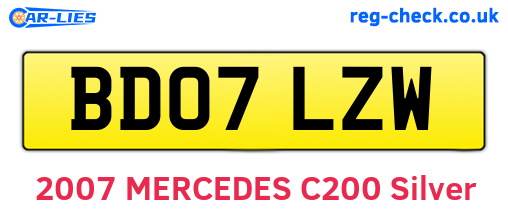 BD07LZW are the vehicle registration plates.