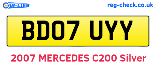 BD07UYY are the vehicle registration plates.