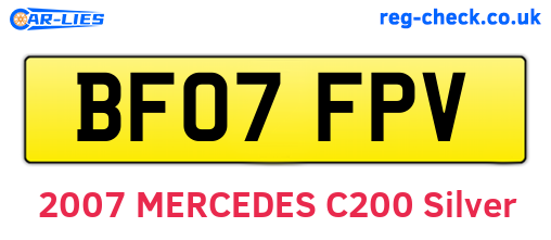 BF07FPV are the vehicle registration plates.