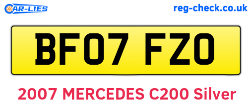 BF07FZO are the vehicle registration plates.