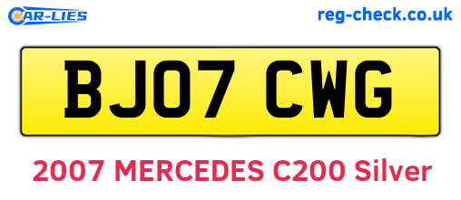 BJ07CWG are the vehicle registration plates.